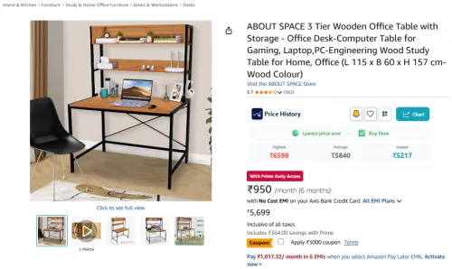 Image of ABOUT SPACE 3-Tier Wooden Office Table (115x60x157cm) 