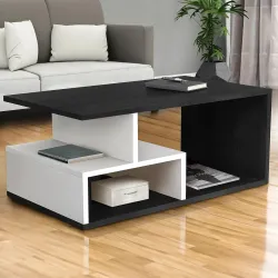 ABOUT SPACE Coffee Table - Portable Wooden Centre Table with Storage & Open Rack