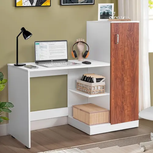 Image of ABOUT SPACE Study Table with Cabinet-Computer Table with Bottom Storage Space