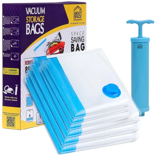 Image of ABOUT SPACE Vacuum Compression Storage Bags With Hand Pump 6-Pack