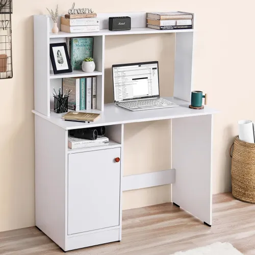 Image of ABOUT SPACE Wooden Study Table (White - L 100 x B 50 x H 134 cm)