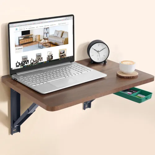 Image of About Space Wooden Study Table with Hutch & Bottom Storage - Office Desk - Computer Table for Laptop, PC-Engineering Woo