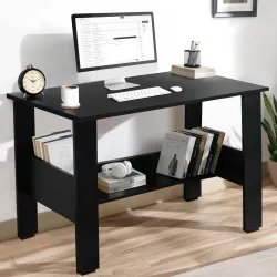 About Space Rustic Wooden Study Table with Storage Unit, Black