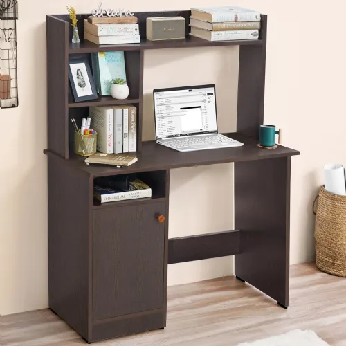 Image of ABOUT SPACE Wooden Study Table with Hutch & Bottom Storage
