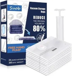 AboutStorage 2.Pcs JUMBO ( 70 x 100 Cm ) + 1 Hand Pump | Lifetime Reusable Vacuum Storage Bag Travel Storage Vacuum Bags