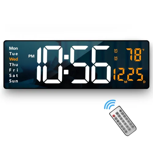 Image of Abovsare Plastic Digital Wall Clock Large Display Led Digital Clock With Remote