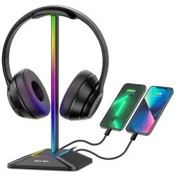 ABRALE RGB Headphone Stand with 1 USB-C Charging Port and 1 USB Charging Port