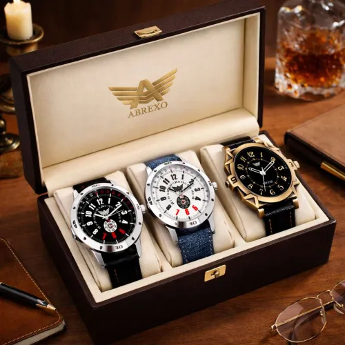 Image of ABREXO Trending Stylish Synthetic Strap Combo Under 400 Analog Watch 
