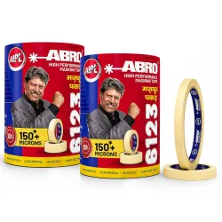 ABRO Masking Tape 150 Microns Extra Strong Adhesion Heavy Duty Painter Tape for Automotive Painting Wood Metal Clean Removal Professional Use - 18MMX20MTR - 16 Pcs