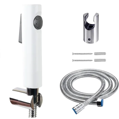 Image of BWDM ABS Health Faucet with SS-304 Grade 1.5 Meter Flexible and Spring Heavy Metal Hose Pipe and Wall Hook, Also Use for