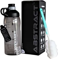Abstract water bottle with time and capacity marker with sipper 2000 ml Tritan Bottle (Pack of 1, Black)
