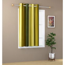 Abstract Long Crush Stripped Eyelet Polyester Curtains - 1 Piece (Green, Window_6 Feet)