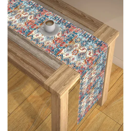 Image of Abstract multicolour digital print table runner