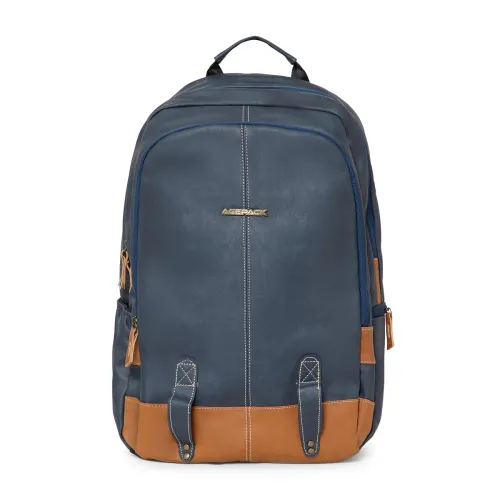 Image of ACEPACK Vegan Blue Leather Laptop Backpack – 20L, Laptop Sleeve, Anti-Sweat Padding & Organizer with Cable Slot