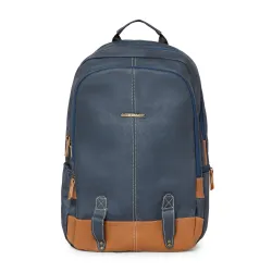 ACEPACK Vegan Blue Leather Laptop Backpack – 20L, Laptop Sleeve, Anti-Sweat Padding & Organizer with Cable Slot