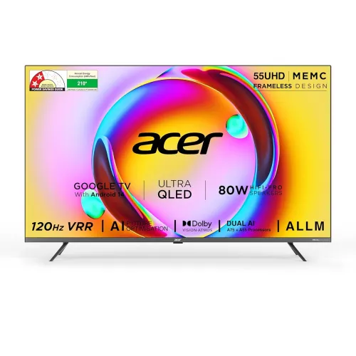 Image of acer 139 cm (55 inches) Super Series 4K Ultra HD Smart QLED Google TV AR55QDXGU2875AT (Black)