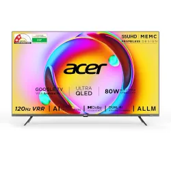 acer 139 cm (55 inches) Super Series 4K Ultra HD Smart QLED Google TV AR55QDXGU2875AT (Black)