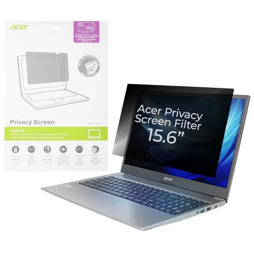 Image of acer 15.6\' Privacy Screen Filter – 60° viewing angle, anti-glare, blue light filter, antimicrobial protection. Dual-sid
