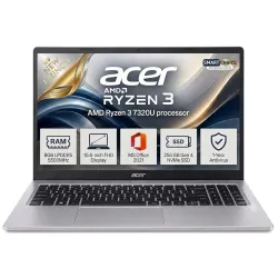 Acer 15 Smartchoice, AMD Ryzen 3-7320U, 15.6" Full HD Display, 8GB DDR5 RAM 5500 Mhz, 256GB SSD New Gen, Windows 11Home, Ms office 21, Antivrus, 1.59KG, Professional Thin and Light Laptop