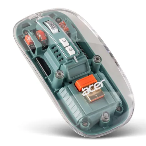 Image of Acer Clearview Transparent Wireless Mouse with Triple-Mode Connectivity, Silent Click Tech, Metal Scroll Wheel,1600 DPI 