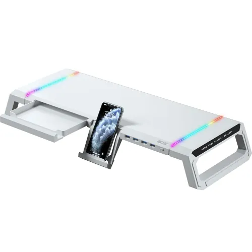 Image of acer Ergo Multifunction Monitor & Laptop Stand Featuring RGB Lighting and a 4-Port USB Hub with Aluminum Multi Keyboard 