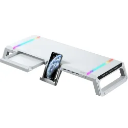 acer Ergo Multifunction Monitor & Laptop Stand Featuring RGB Lighting and a 4-Port USB Hub with Aluminum Multi Keyboard 