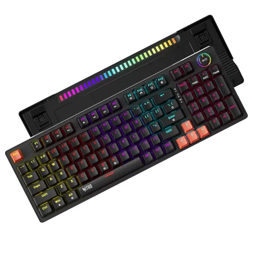 Image of acer Nitro G Wired Mechanical Gaming Keyboard | 98% Layout with Multifunction Knob | Red Switches | RGB Flowing Light | 
