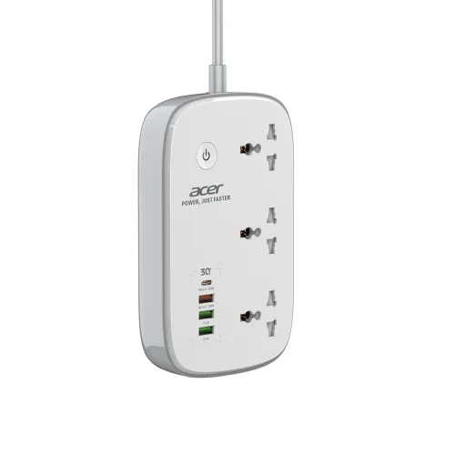 Image of Acer PowerHub Smart | 3 AC Outlets, 4 USB Ports (1 Type-C,3 Type-A) | Wi-Fi Smart Power Strip, 2500W Output | App & Voic