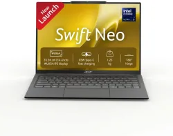 Acer Swift Neo AI PC Intel Core Ultra 5 125H - (8 GB/512 GB SSD/Windows 11 Home) SFN14-55 Notebook (14 inch, Steel Gray, 1.25 kg, With MS Office)