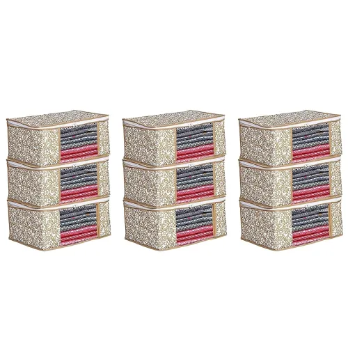 Image of Acnos® Metallic Gold White Saree Cover (PO9)