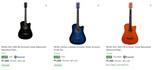 Image of Acoustic Guitars at Minimum 80% Discount 