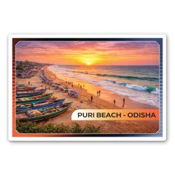 Connect & Collect | 3mm Thickness Acrylic | Decor Fridge Magnet India Famous Places List for Home and Office Display | Pack of 1 (Puri Beach – Odisha, 4x3 inch)