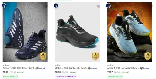 Image of action Men’s Sports Shoes at minimum 85% Discount