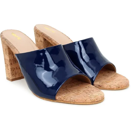 Image of Action Patent Leather Sandals| Pattern| Transparent Block Heel| Ankle Strap_Black