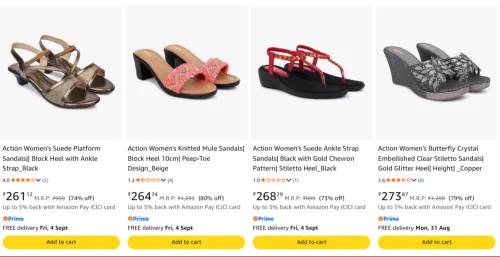 Image of Action Women’s Heeled Sandals Stylish Footwear Collection Upto 80% Discount 