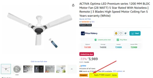 Image of ACTIVA BLDC 1200 MM Ceiling Fan