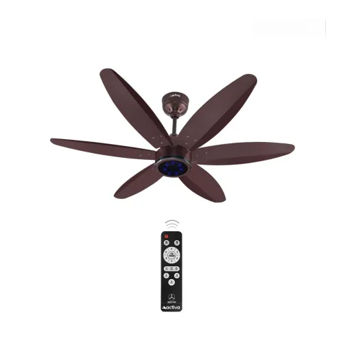Image of ACTIVA JETTA 1200MM BLDC Ceiling Fan | 28W | 6 Wooden-Finish Blades | 7 LED Lights | Remote | Noiseless | BEE 5-Star Rat