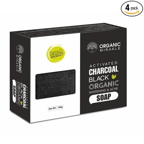 Image of Activated Charcoal Black Soap for Whitening (100g, Pack of 4)