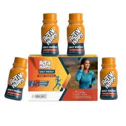 ActivHippy Daily Energy Drink Shots | With 75 mg Natural Caffeine | No Added Sugar | Ginger Lemon Flavour| Pack of 4 x 60 ml