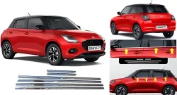 Ad chrome Stainless Steel Car Lower Window Garnish 6pcs / Set For SWIFT 2024 Chrome Maruti Swift Side Garnish