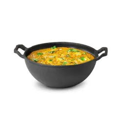 Add2Cart Cast Iron Kadhai with a Curved Handle, Measuring 22.86cm/9in, 2.7kg, and Suitable for Induction Use. Naturally 