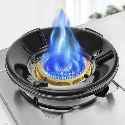 Add2Cart Stand for Black Gas Saver Burner Chula Support with 4 Legs - Indian Gas Support, Fire and Windproof Jali Ring 0.7mm Metal - Black (2)