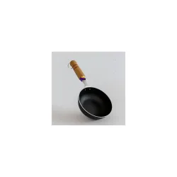 Add2Cart Pre-Seasoned Tadka Pan, Compatible with Gas | Toxin-Free, Chemical Coating-Free, 100% Pure (Wooden, 400ML)