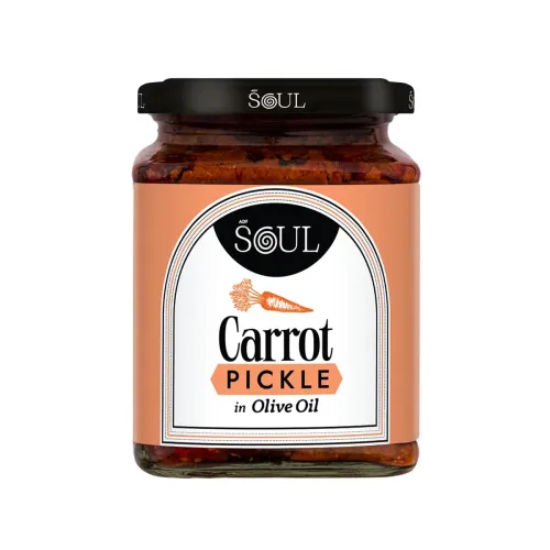 Image of ADF Soul Carrot pickle in 100% Olive oil. Lightly spiced and perfectly tangy, this pickle adds a fresh, flavorful twist 