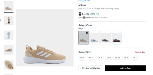 Image of adidas Beige Men Running Shoes (UK 10)