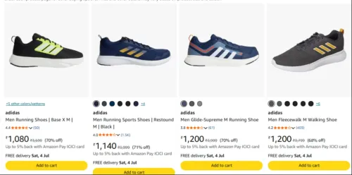 Image of adidas Men Running Sports Shoes upto 71% Discount 