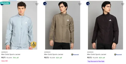 Image of ADIDAS Men's Jackets at minimum 65% Discount