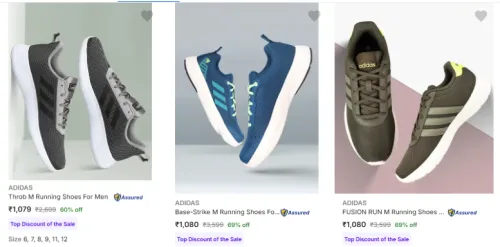 Image of ADIDAS Men's Running Shoes at Minimum 60% Discount