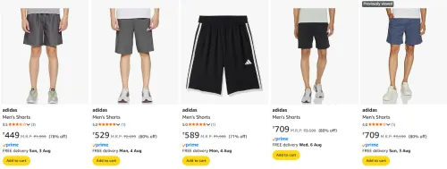 Image of Adidas Men's shorts starting @ ₹449