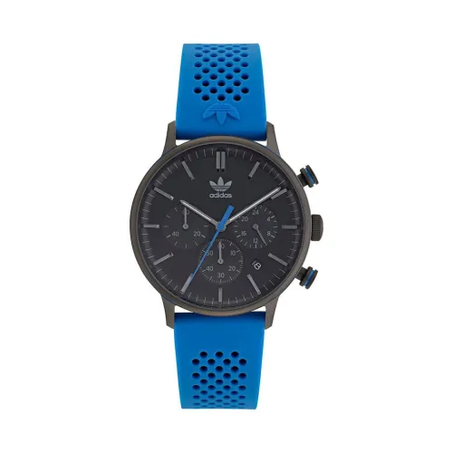 Image of adidas Men Silicone Originals Analog Black Dial Watch-Aosy22015, Band Color-Blue